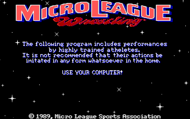 MicroLeague Wrestling IBM PC/Compatibles Screenshot: Kids, don't try this at home!