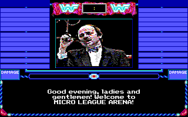MicroLeague Wrestling IBM PC/Compatibles Screenshot: Welcome to the arena!
