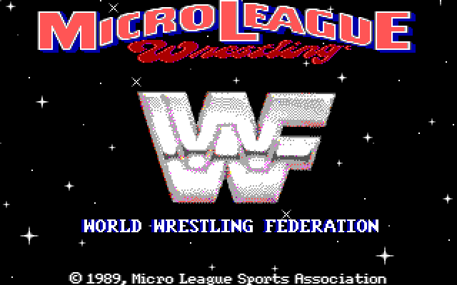 MicroLeague Wrestling IBM PC/Compatibles Screenshot: Title screen.
