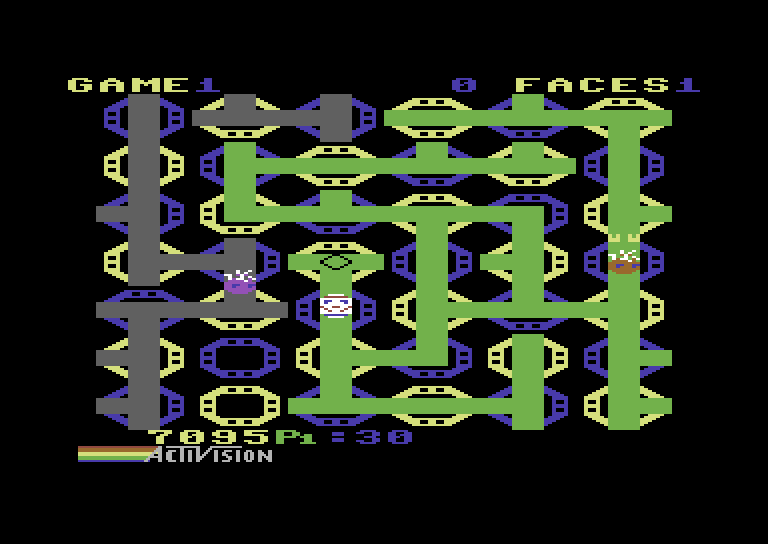 Zenji Commodore 64 Screenshot: Each maze has a time llimit...only 30 seconds left here!