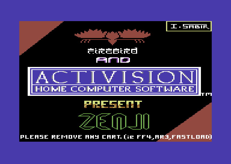 Zenji Commodore 64 Screenshot: Loading screen (European cassette release)