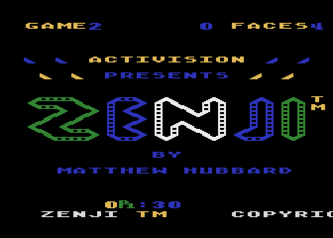 Zenji Atari 8-bit Screenshot: Title screen.