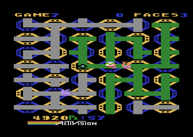 Zenji Atari 8-bit Screenshot: Caught by the sparks!