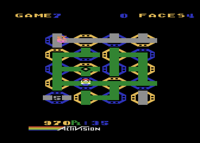 Zenji Atari 8-bit Screenshot: Get to the number "5" for some bonus points.