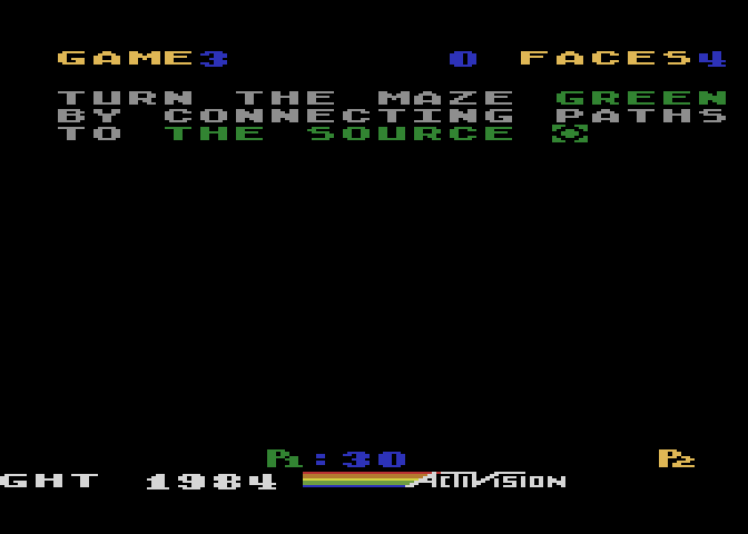 Zenji Atari 8-bit Screenshot: Game instructions, screen 1.