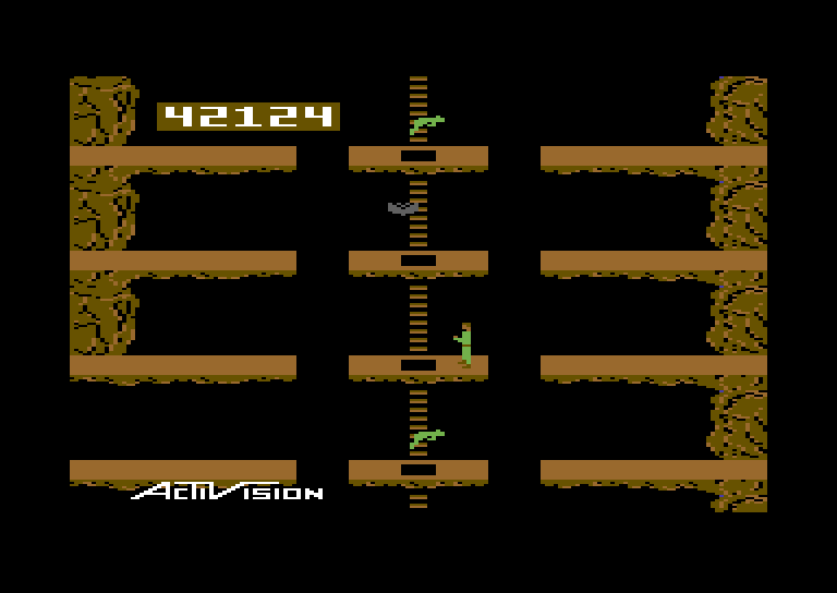 Pitfall II: Lost Caverns Commodore 64 Screenshot: There are numerous platforms to climb up and down...