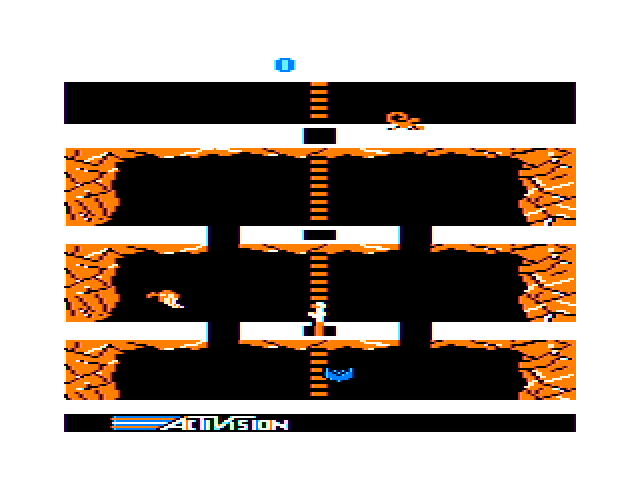 Pitfall II: Lost Caverns TRS-80 Color Computer Screenshot: Falling down instead of climbing...