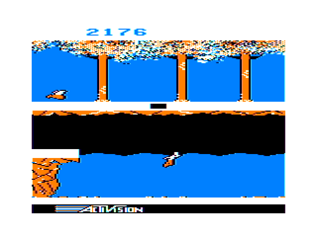 Pitfall II: Lost Caverns TRS-80 Color Computer Screenshot: Swimming...