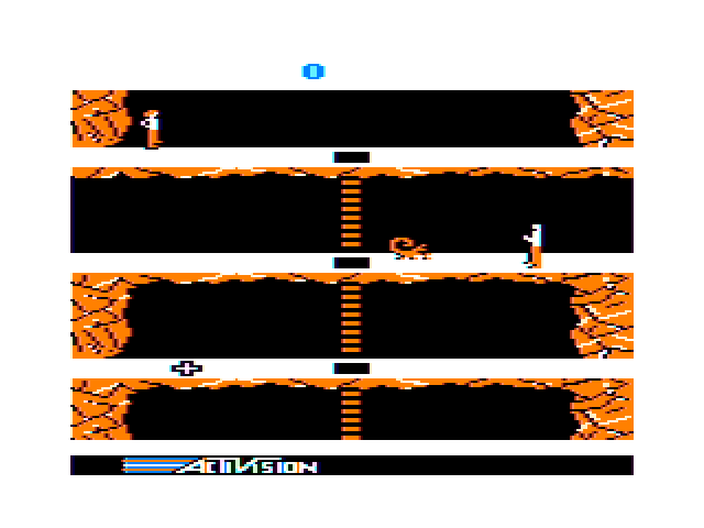 Pitfall II: Lost Caverns TRS-80 Color Computer Screenshot: That cross is a checkpoint!