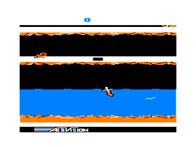 Pitfall II: Lost Caverns TRS-80 Color Computer Screenshot: Oops, I fell in the water...