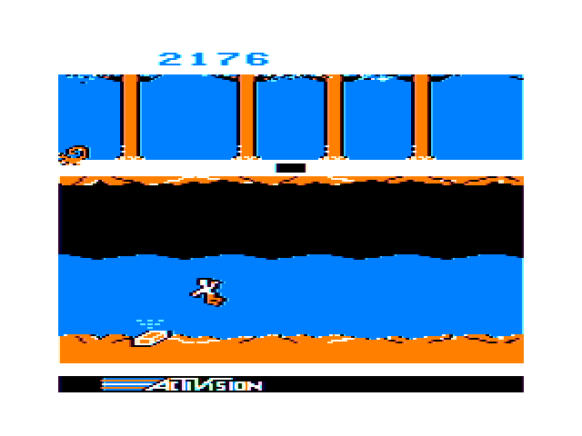 Pitfall II: Lost Caverns TRS-80 Color Computer Screenshot: Found a gold bar!