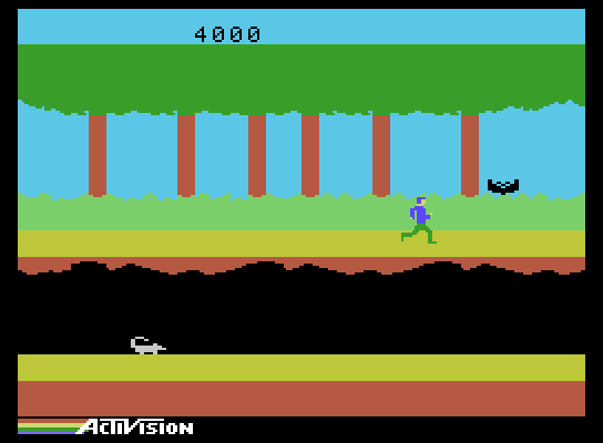 Pitfall II: Lost Caverns ColecoVision Screenshot: Avoid bats when running!