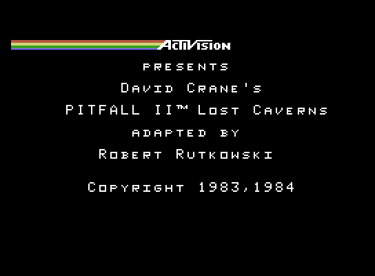 Pitfall II: Lost Caverns ColecoVision Screenshot: Title screen.