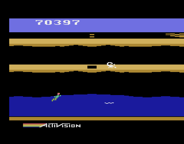 Pitfall II: Lost Caverns Atari 2600 Screenshot: Don't touch the eels when swimming...