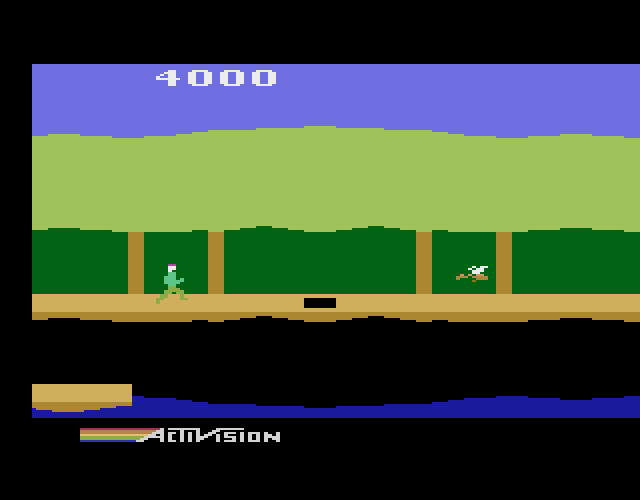 Pitfall II: Lost Caverns Atari 2600 Screenshot: You need careful timing to get past the large birds...