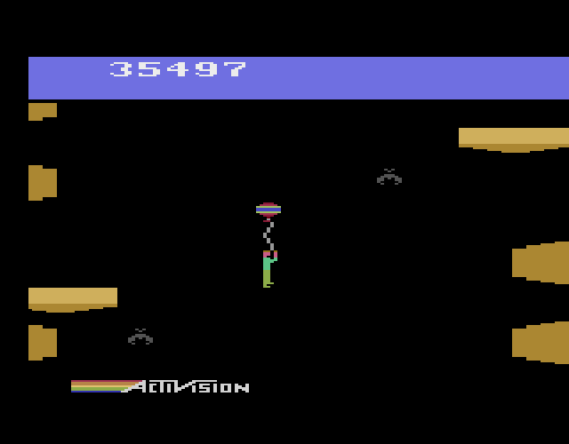 Pitfall II: Lost Caverns Atari 2600 Screenshot: Floating up to a higher platform...
