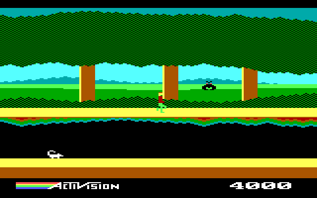 Pitfall II: Lost Caverns IBM PC/Compatibles Screenshot: Running through the forest...