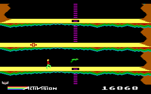 Pitfall II: Lost Caverns IBM PC/Compatibles Screenshot: Watch out for frogs when climbing this ladder.