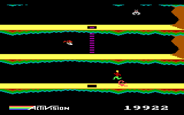 Pitfall II: Lost Caverns IBM PC/Compatibles Screenshot: Jumping over a scorpion.