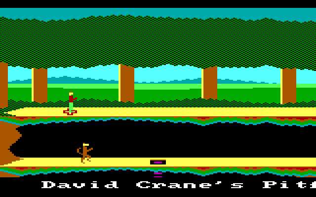 Pitfall II: Lost Caverns IBM PC/Compatibles Screenshot: The game title scrolls along the bottom of the screen.