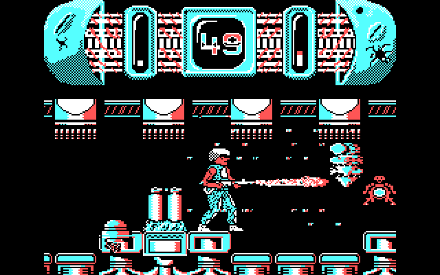 Trantor: The Last Stormtrooper IBM PC/Compatibles Screenshot: The canisters provide extra fuel for your flame thrower.