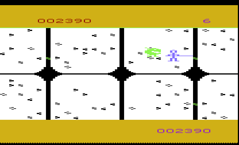 Tooth Invaders Commodore VIC-20 Screenshot: Use floss to clean between teeth.