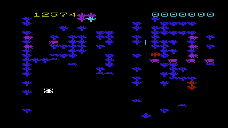 Video Vermin Commodore VIC-20 Screenshot: Obstacles increase as the game progresses.