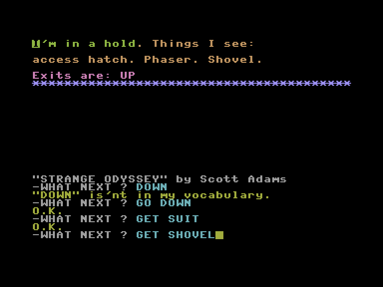 Strange Odyssey Commodore 16 & Plus/4 Screenshot: Picking up a few items...