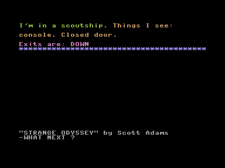 Strange Odyssey Commodore 16 & Plus/4 Screenshot: Game start.