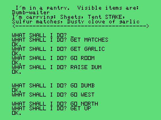 Count, The TI-99/4A Screenshot: Exploring and gathering some stuff...