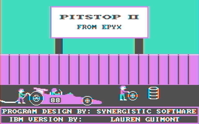 Pitstop II IBM PC/Compatibles Screenshot: Title screen.