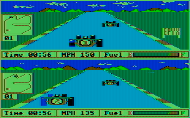 Pitstop II IBM PC/Compatibles Screenshot: Don't crash into other cars...
