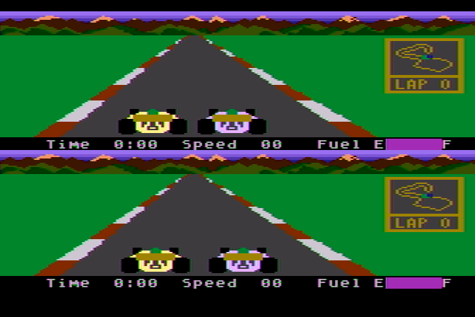 Pitstop II Atari 8-bit Screenshot: Ready to race!
