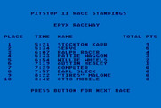 Pitstop II for Atari 8-bit - Game over, here's the top scores.