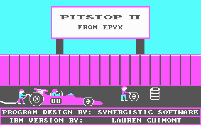 Pitstop II IBM PC/Compatibles Screenshot: Title screen.