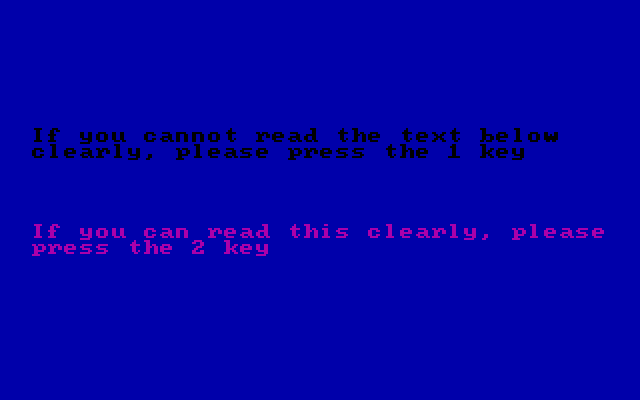 Pitstop II IBM PC/Compatibles Screenshot: Trying to determine what type of monitor you have...