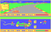 Pitstop II for IBM PC/Compatibles - The player on top crashed while the player on bottom stops for a pitstop...