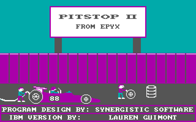 Pitstop II IBM PC/Compatibles Screenshot: Title screen.