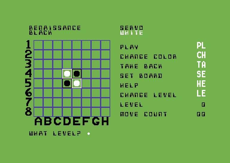 Renaissance Commodore 64 Screenshot: What level do you want?