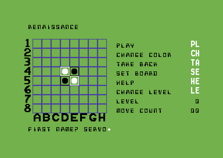 Renaissance Commodore 64 Screenshot: Enter your name...