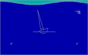 Posey Yacht Race Simulation for IBM PC/Compatibles - Stern view of your boat.