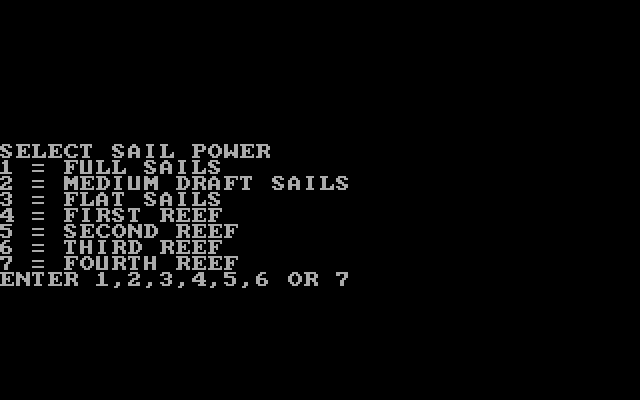 Posey Yacht Race Simulation IBM PC/Compatibles Screenshot: Select sail power.