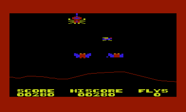 Spiders of Mars Commodore VIC-20 Screenshot: Here comes a spider...