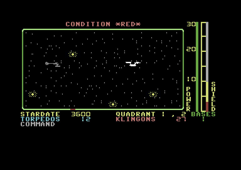Star Trek Evolution Commodore 64 Screenshot: Star Trek Senior - Game start.
