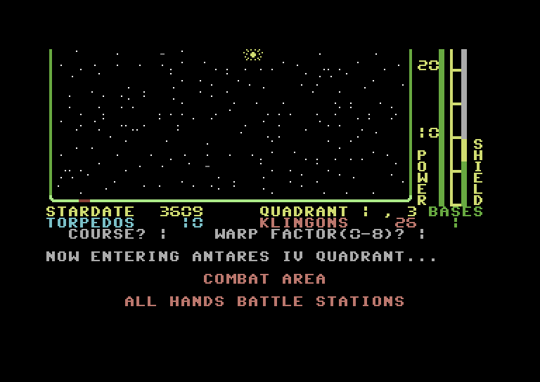 Star Trek Evolution Commodore 64 Screenshot: Star Trek Senior - Battle stations!