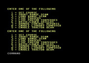 Star Trek Evolution for Commodore 64 - Star Trek Senior - Available commands.