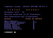 Star Trek Evolution for Commodore 64 - Beginner's Star Trek - Status report.