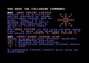 Star Trek Evolution for Commodore 64 - Beginner's Star Trek - Instructions, continued...