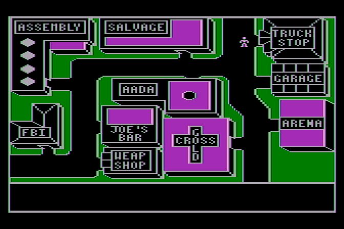 AutoDuel Atari 8-bit Screenshot: Game start.