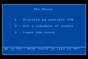AutoDuel for Atari 8-bit - You can also check out events at the arena...